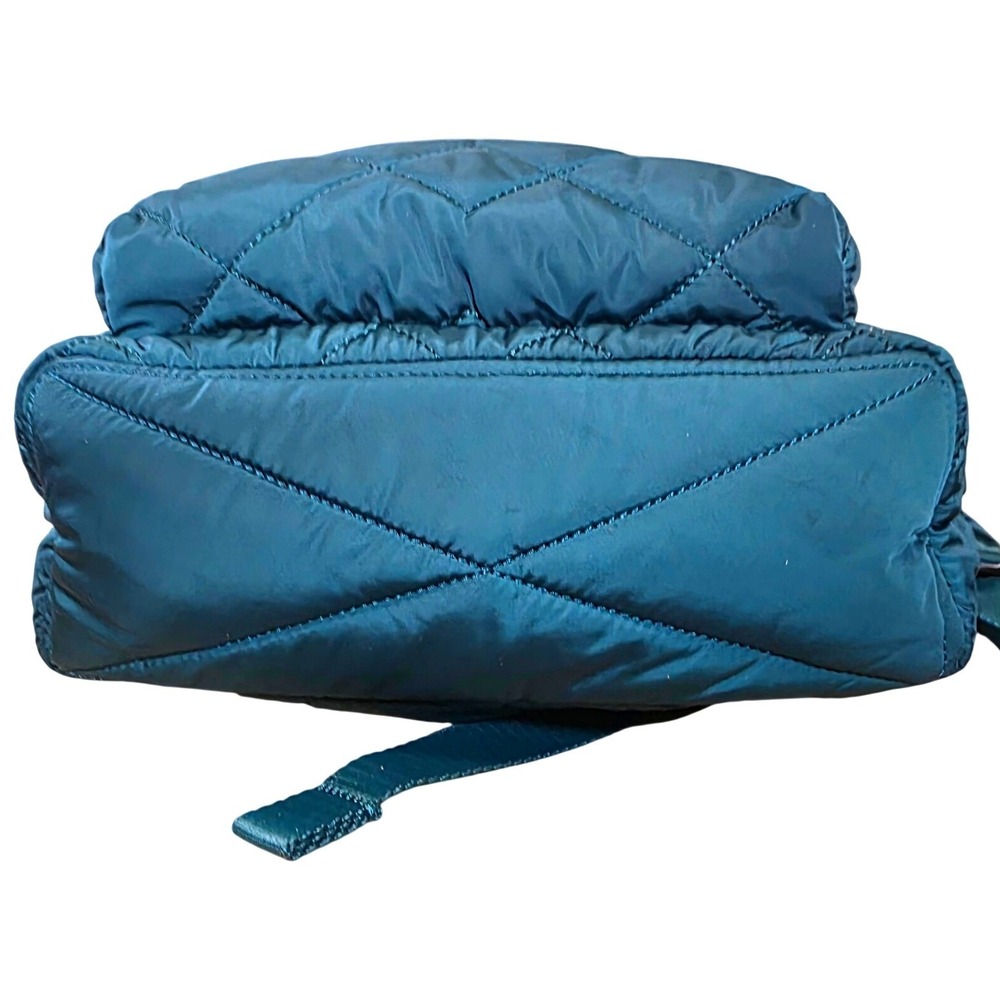 Marc Jacobs Crosby Quilted Nylon Backpack Teal Green Zip Pocket Adjustable - Picture 9 of 16